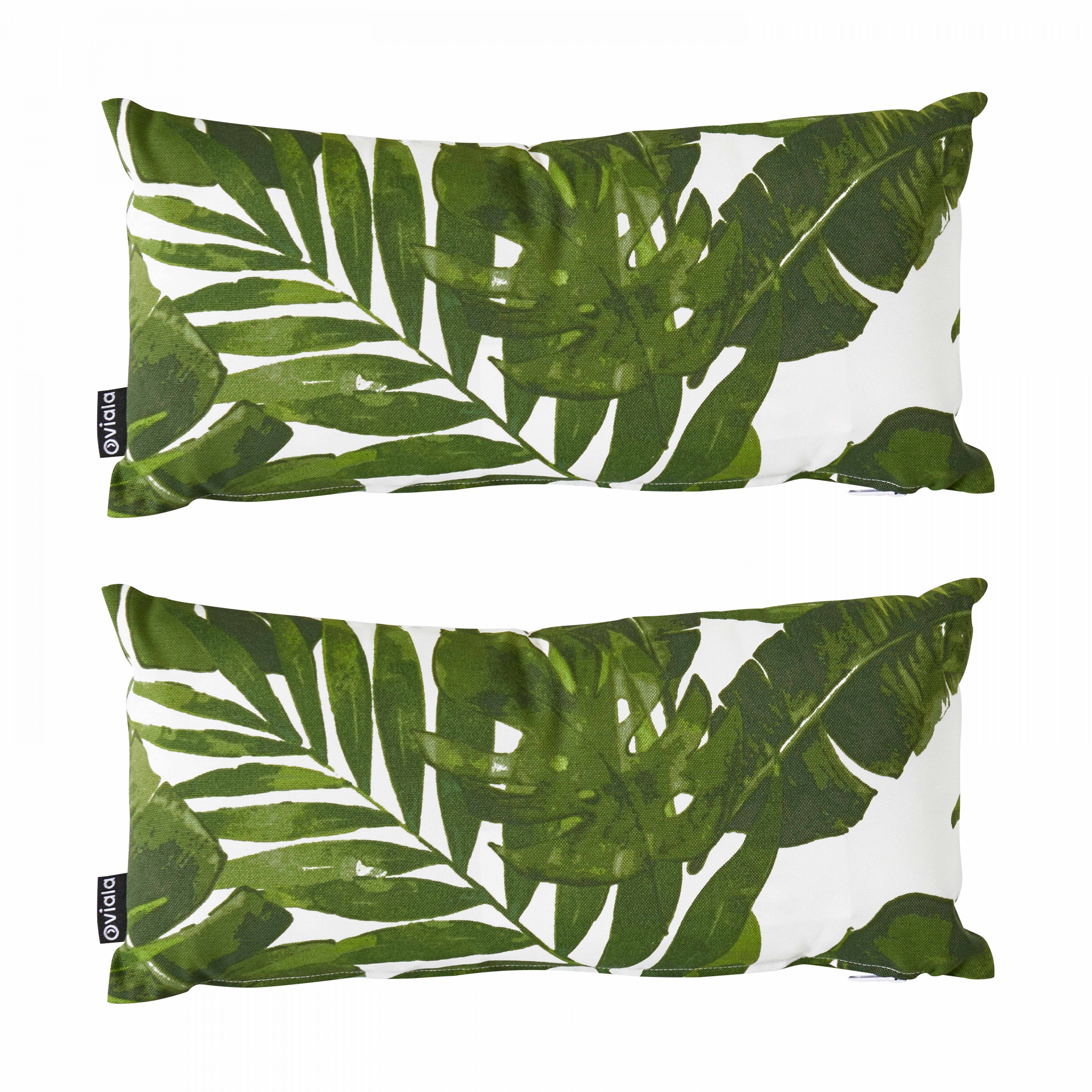Oviala - Lot de 2 petits coussins polyester blanc 40 x 20 x 8 cm Ica - Oviala - Image 1