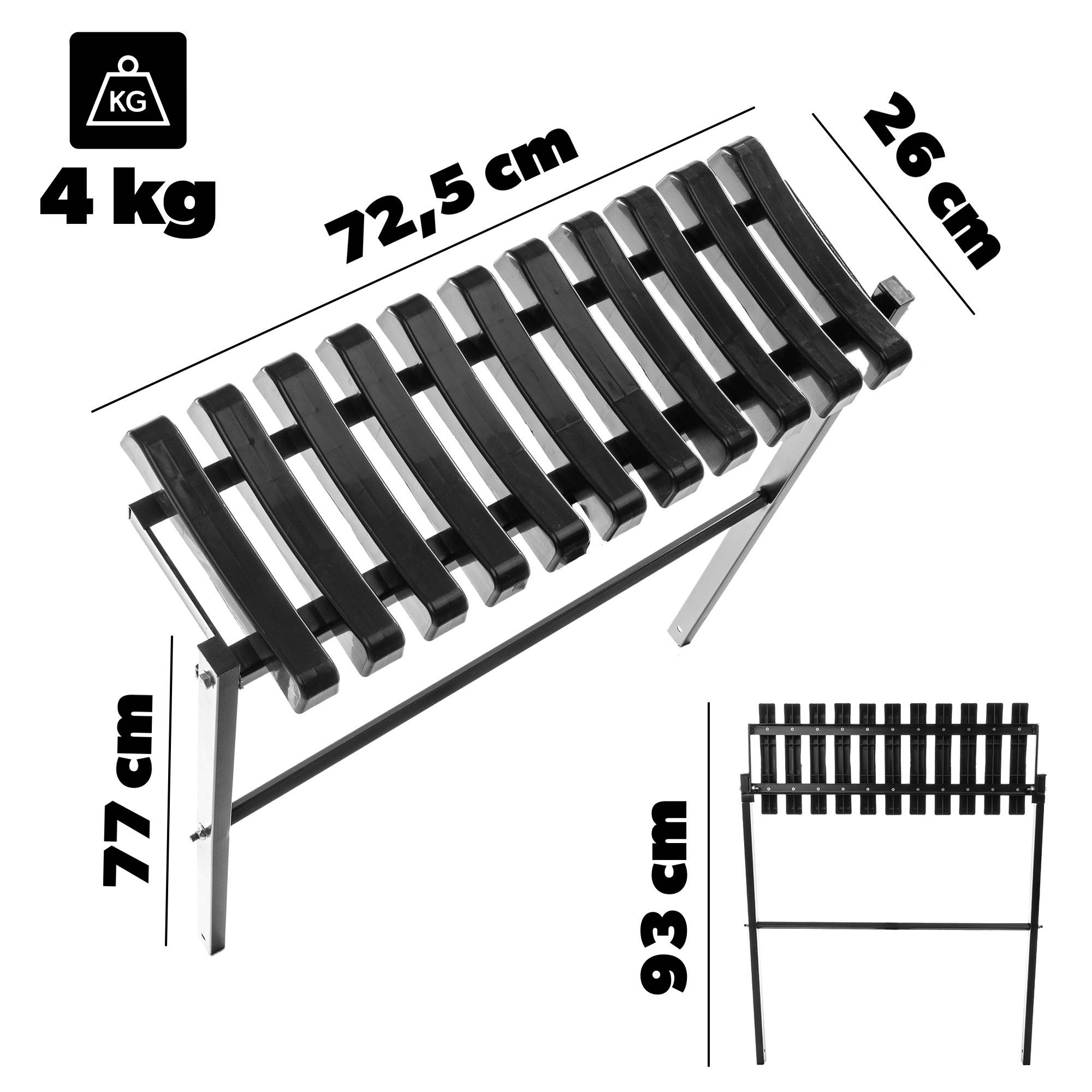 Banc de Jardin Pliable 77x72,5cm Noir - Résistant et Élégant - Image 2