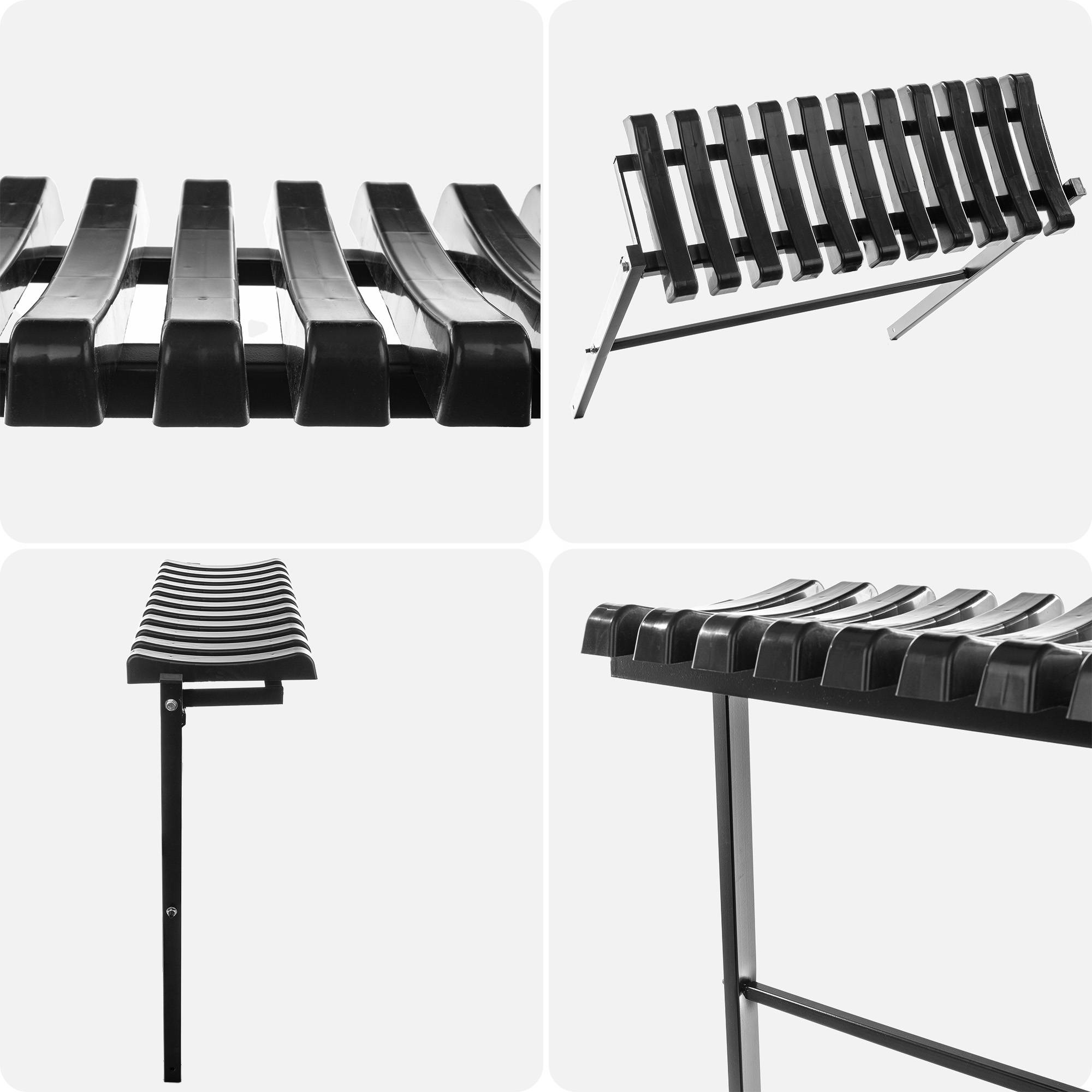 Banc de Jardin Pliable 77x72,5cm Noir - Résistant et Élégant - Image 5