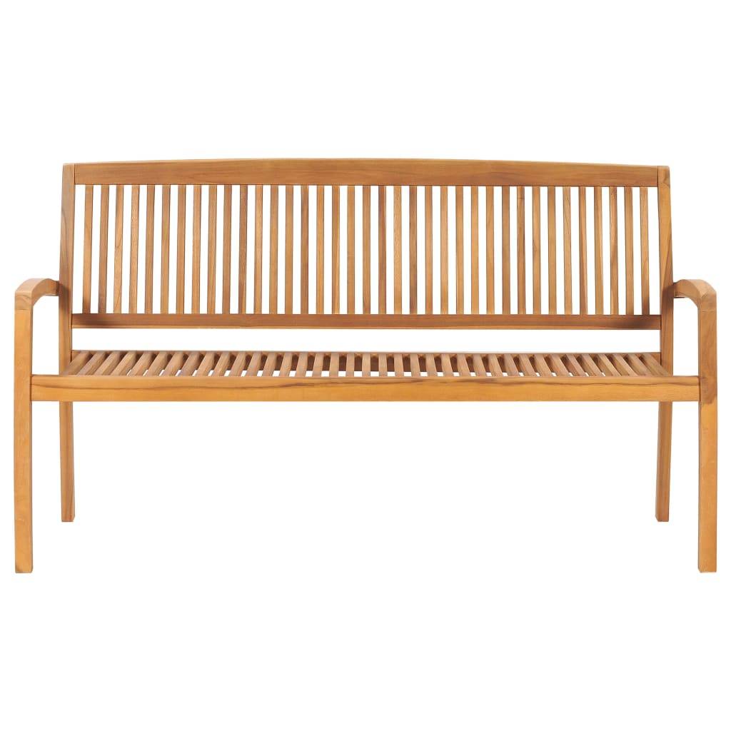 Helloshop26 - Banc de jardin meuble de patio d'extérieur terrasse empilable et coussin 159 cm bois de teck massif - Image 3
