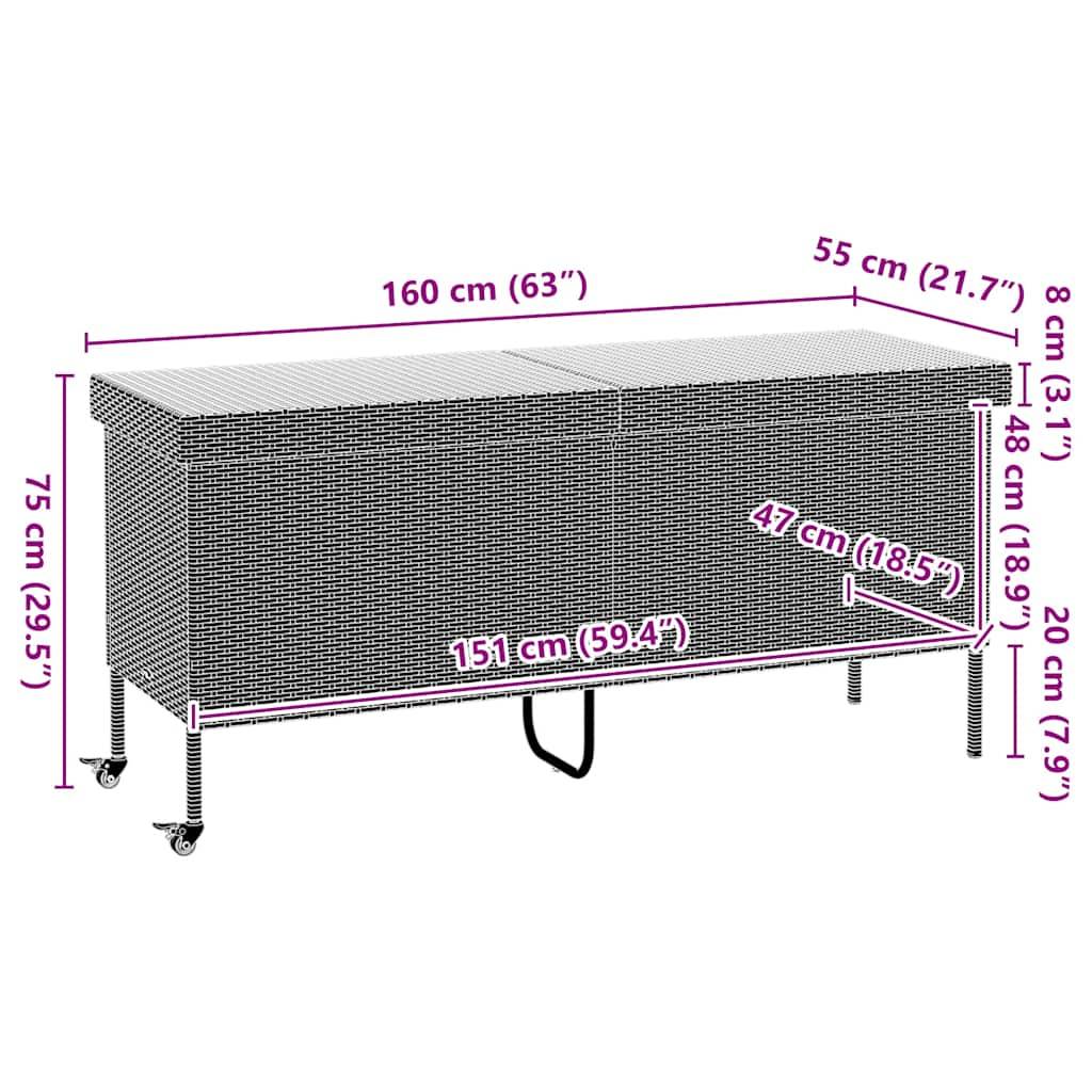 Vidaxl - Boîte de rangement de jardin et roues gris clair résine tressée vidaXL 4103835 - Image 3
