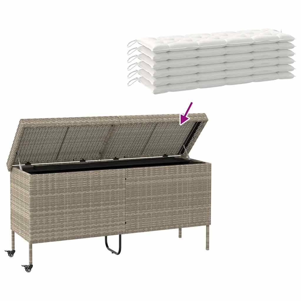 Vidaxl - Boîte de rangement de jardin et roues gris clair résine tressée vidaXL 4103835 - Image 8