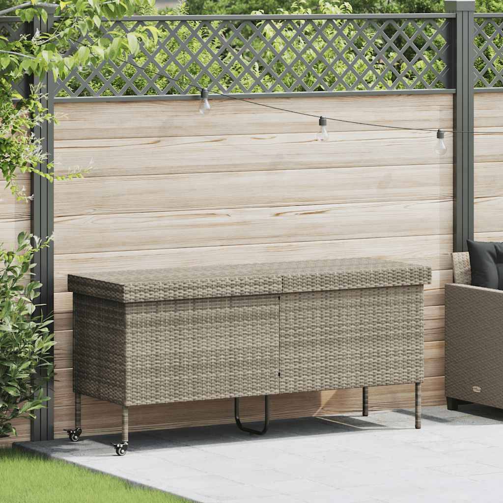 Vidaxl - Boîte de rangement de jardin et roues gris clair résine tressée vidaXL 4103835 - Image 1