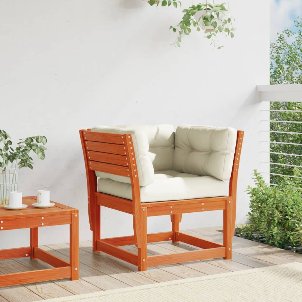 ComfortXL - Fauteuil Relax de Jardin en Pin Massif Teinté Cire Marron et Coussins Crème pour Coin Lecture Extérieur Cosy – ComfortXL Outdoor Living - Image 3