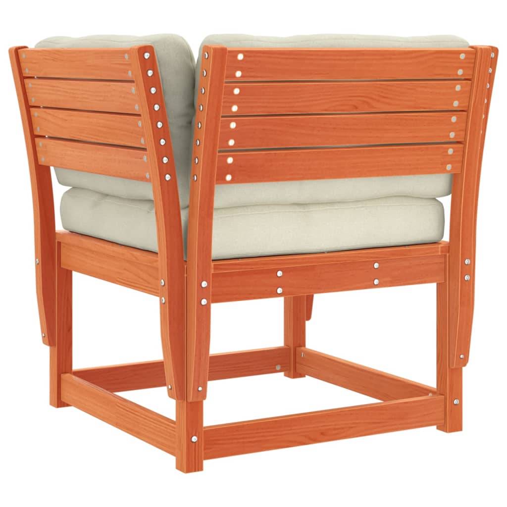 ComfortXL - Fauteuil Relax de Jardin en Pin Massif Teinté Cire Marron et Coussins Crème pour Coin Lecture Extérieur Cosy – ComfortXL Outdoor Living - Image 7