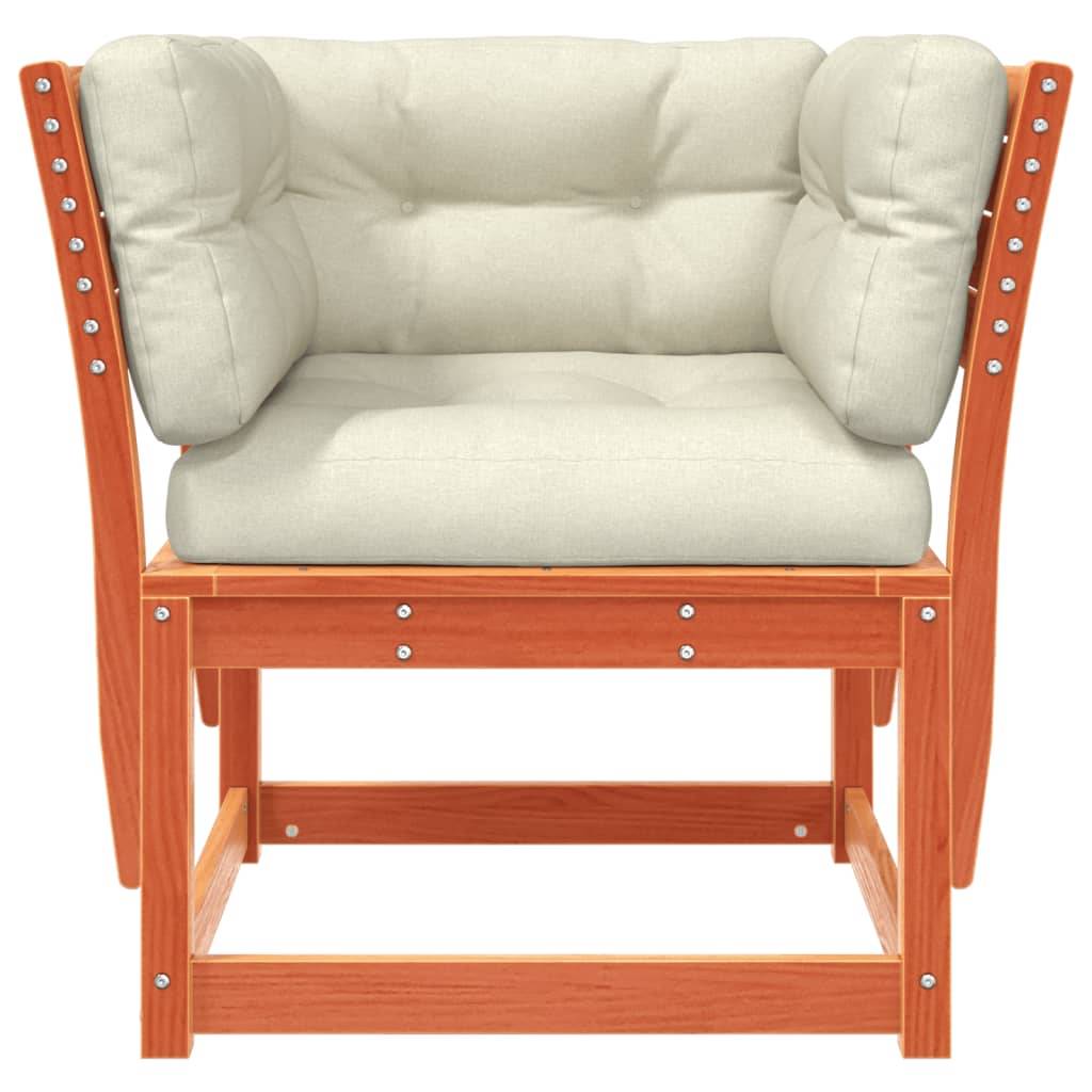 ComfortXL - Fauteuil Relax de Jardin en Pin Massif Teinté Cire Marron et Coussins Crème pour Coin Lecture Extérieur Cosy – ComfortXL Outdoor Living - Image 5