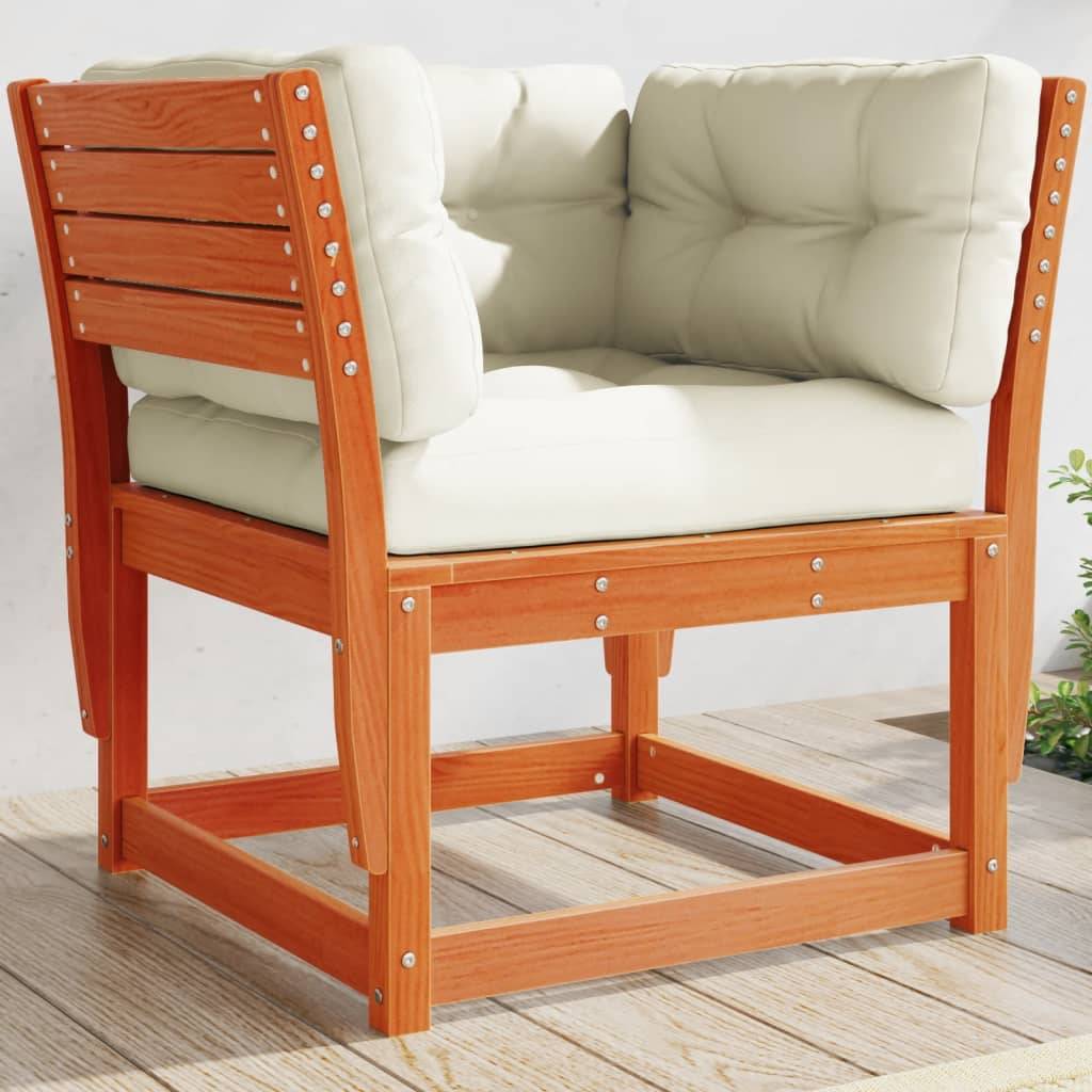 ComfortXL - Fauteuil Relax de Jardin en Pin Massif Teinté Cire Marron et Coussins Crème pour Coin Lecture Extérieur Cosy – ComfortXL Outdoor Living - Image 1