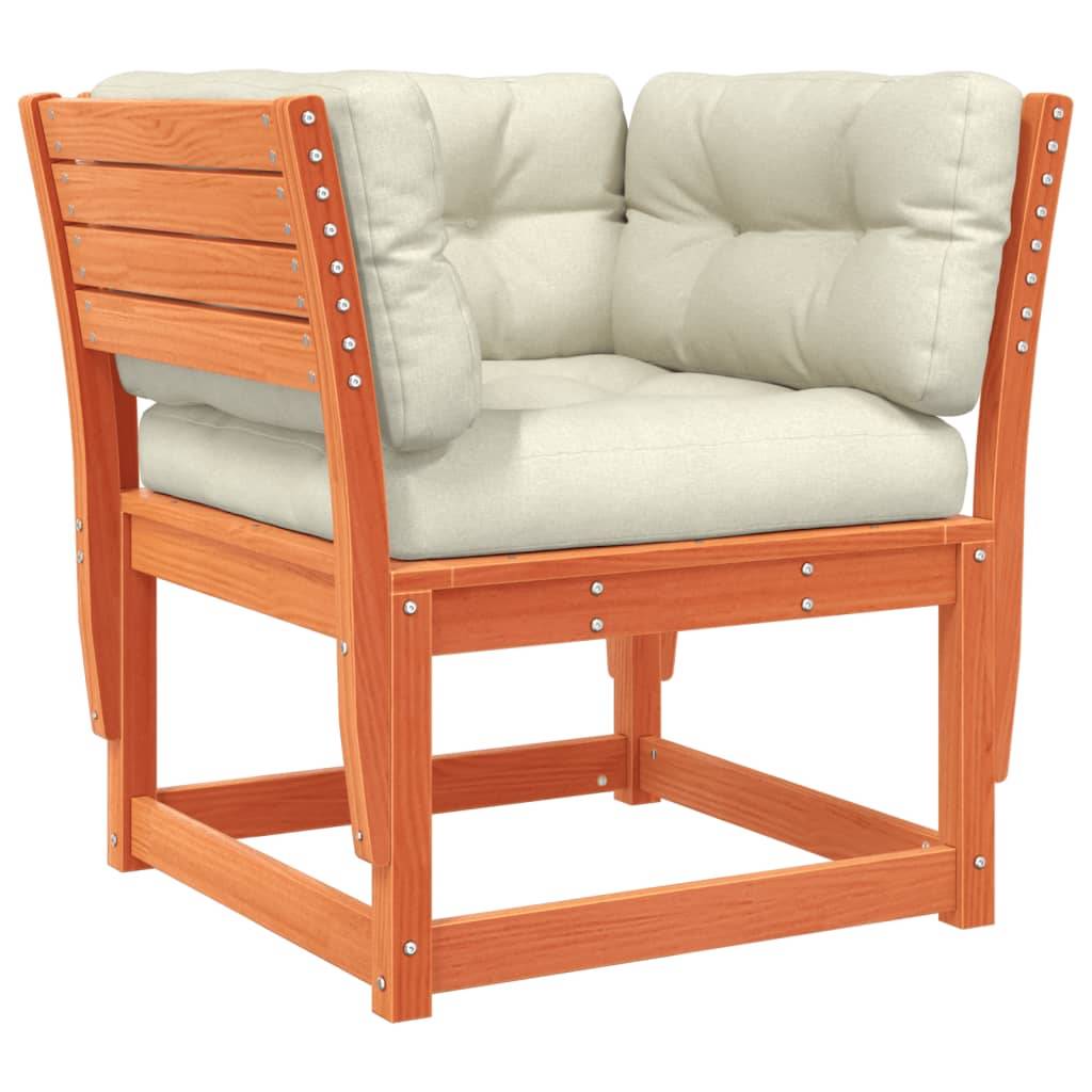 ComfortXL - Fauteuil Relax de Jardin en Pin Massif Teinté Cire Marron et Coussins Crème pour Coin Lecture Extérieur Cosy – ComfortXL Outdoor Living - Image 2