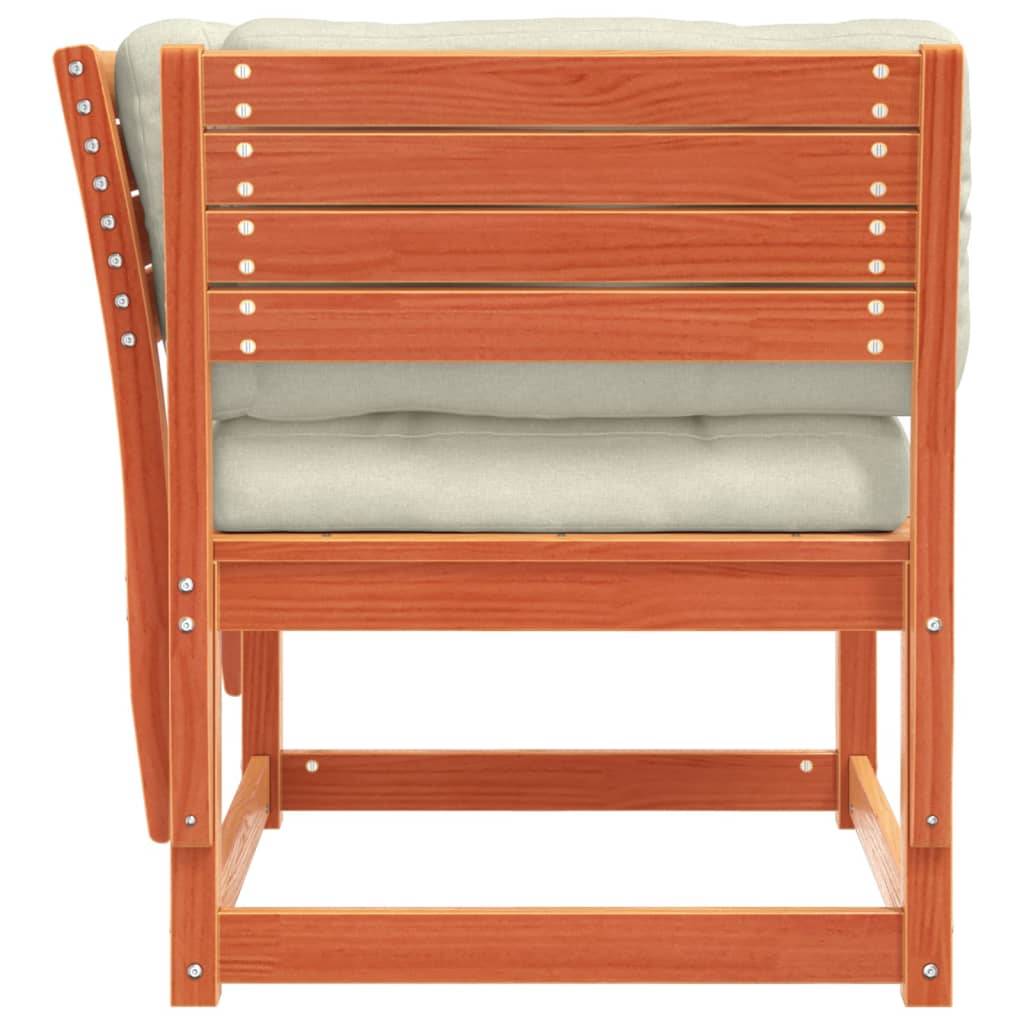 ComfortXL - Fauteuil Relax de Jardin en Pin Massif Teinté Cire Marron et Coussins Crème pour Coin Lecture Extérieur Cosy – ComfortXL Outdoor Living - Image 6
