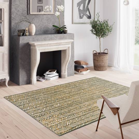 Decoweb - Tapis d’extérieur ou de salon - Motifs graphiques - Noir, crème et terracotta - 160 x 230 cm - Decoweb - Image 2