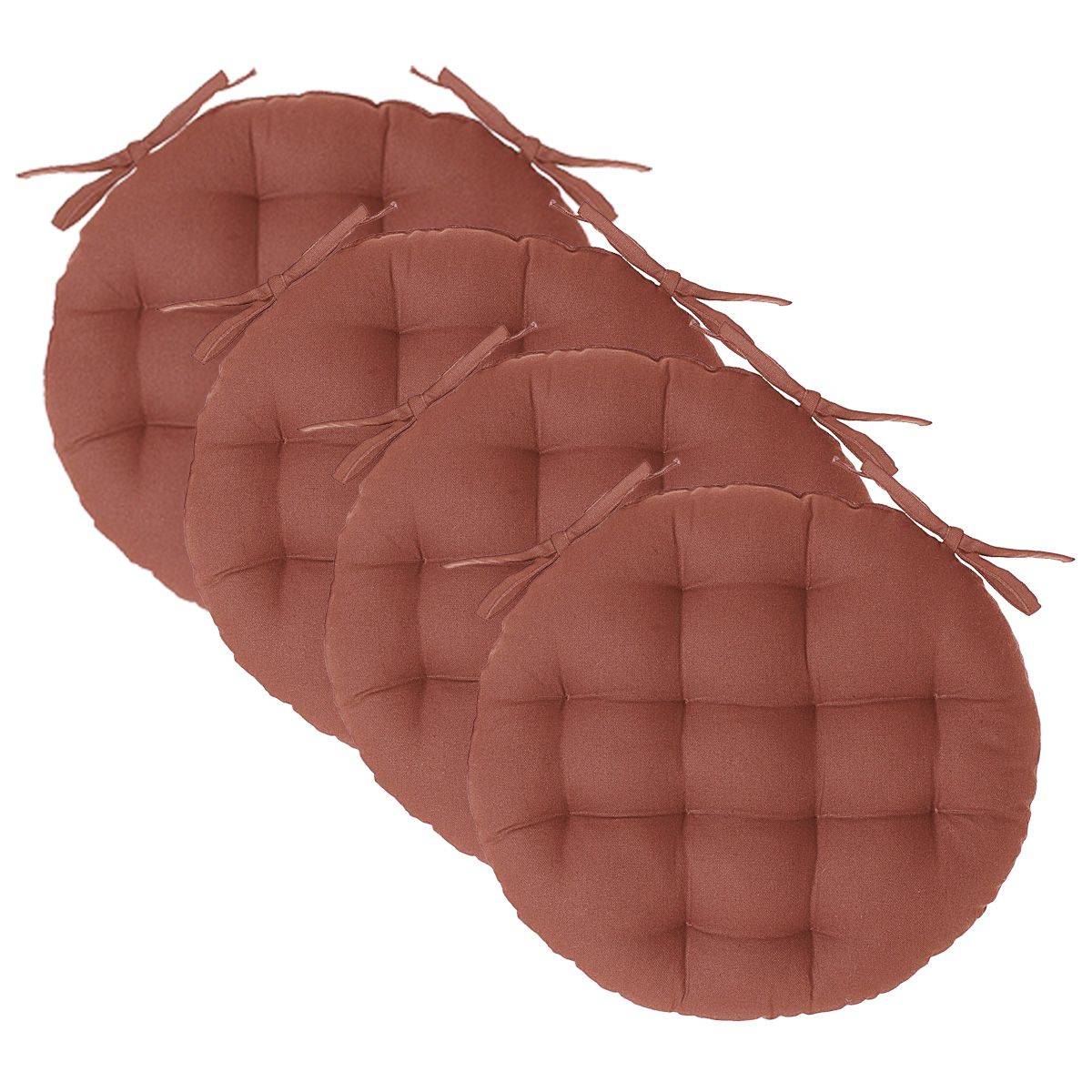 Lot de 4 Galettes de chaise en Coton Terracotta D 38 cm - Image 1