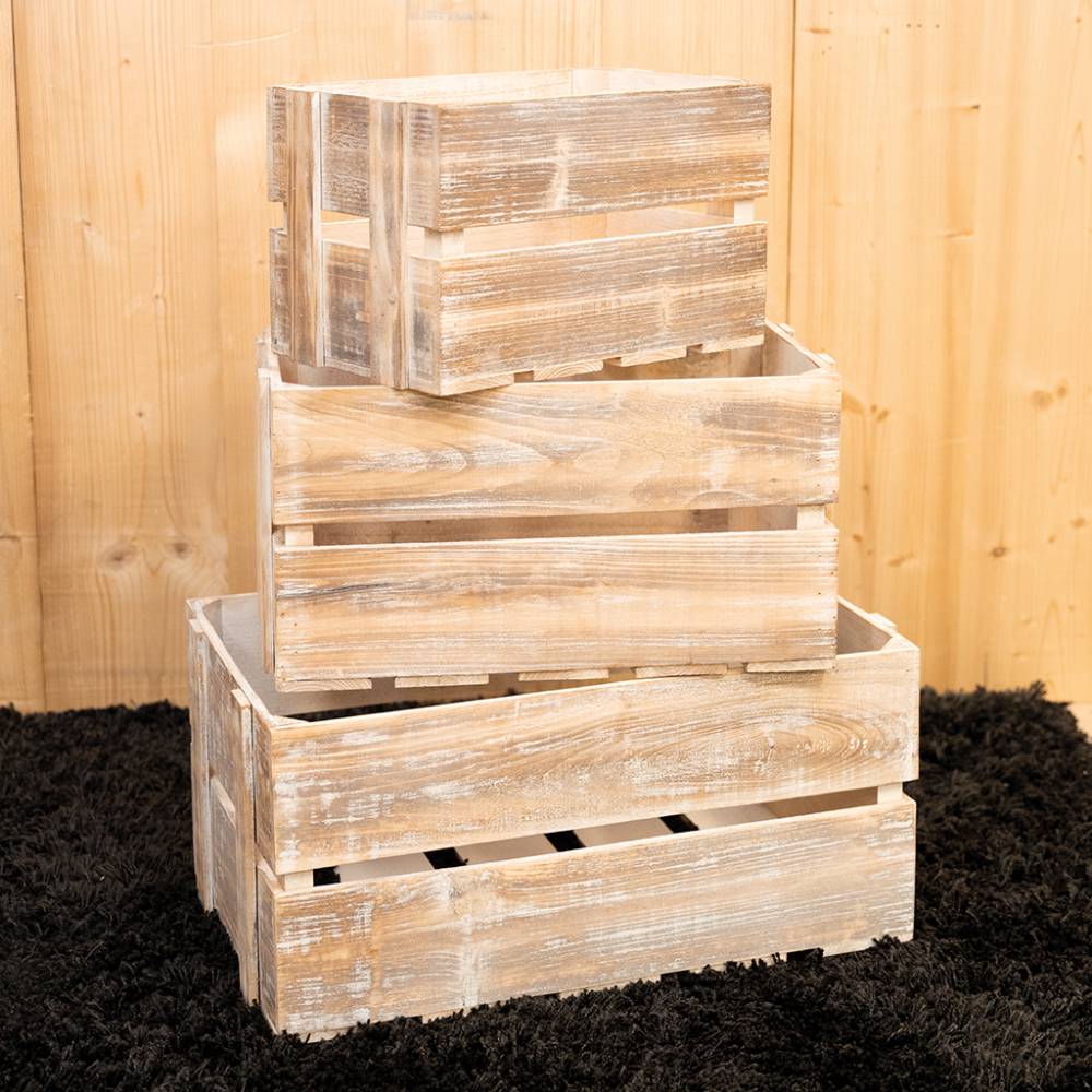 Aubry Gaspard - Caisse en bois vieilli (Lot de 3) - Image 2