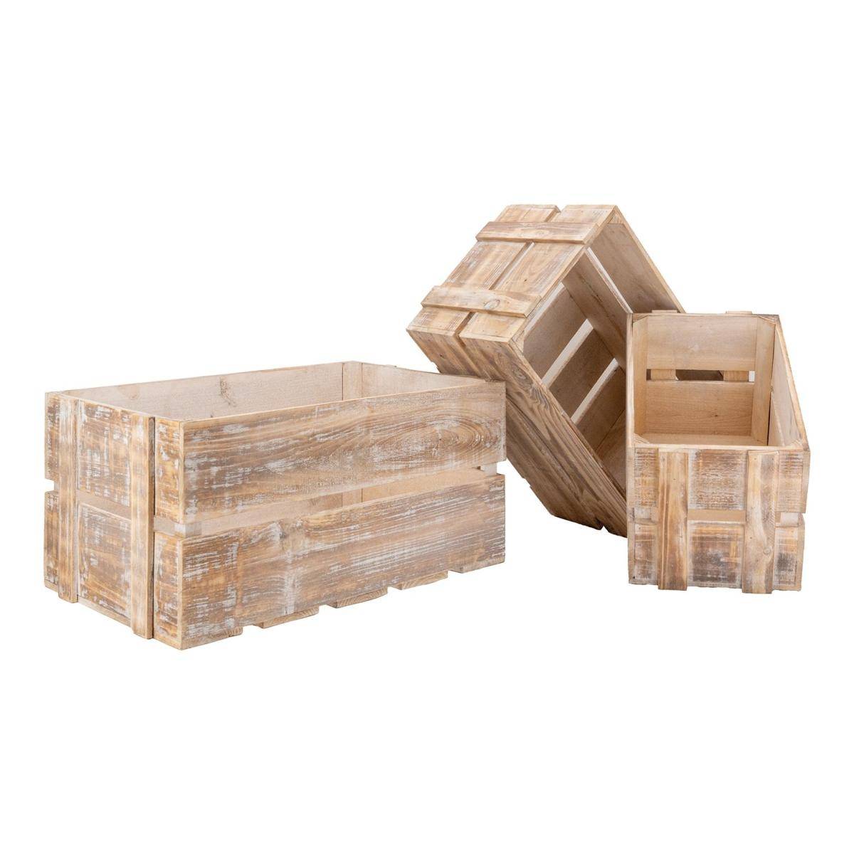 Aubry Gaspard - Caisse en bois vieilli (Lot de 3) - Image 1