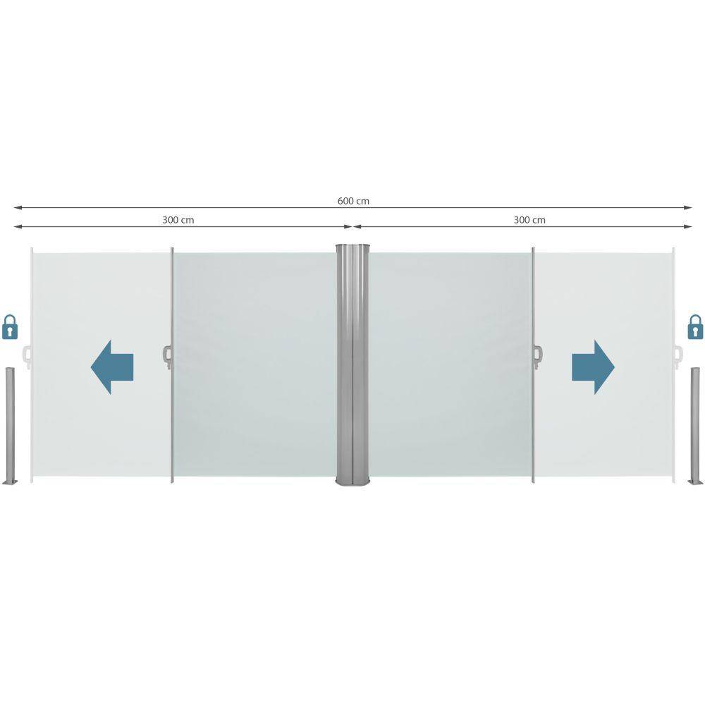 Helloshop26 - Auvent store latéral brise-vue paravent rétractable double gris 180 x 600 cm - Image 2