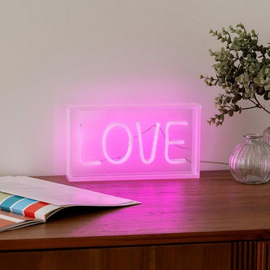 Lampe Néon LED à Poser "Love" 23cm Rose - Image 6