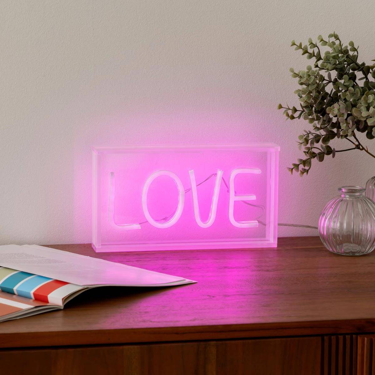 Lampe Néon LED à Poser "Love" 23cm Rose - Image 6