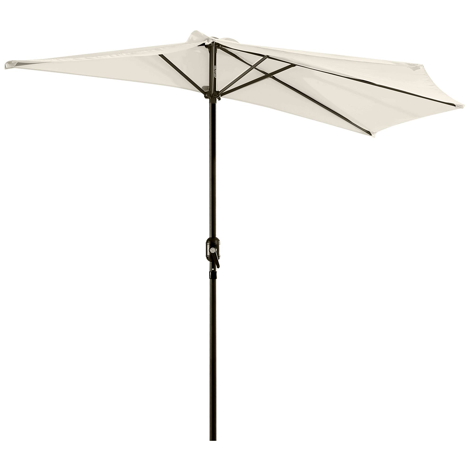 Demi parasol, parasol de balcon 5 entretoises métal cheminée incluse - 293x150x249cm Crème fr55 - Image 1