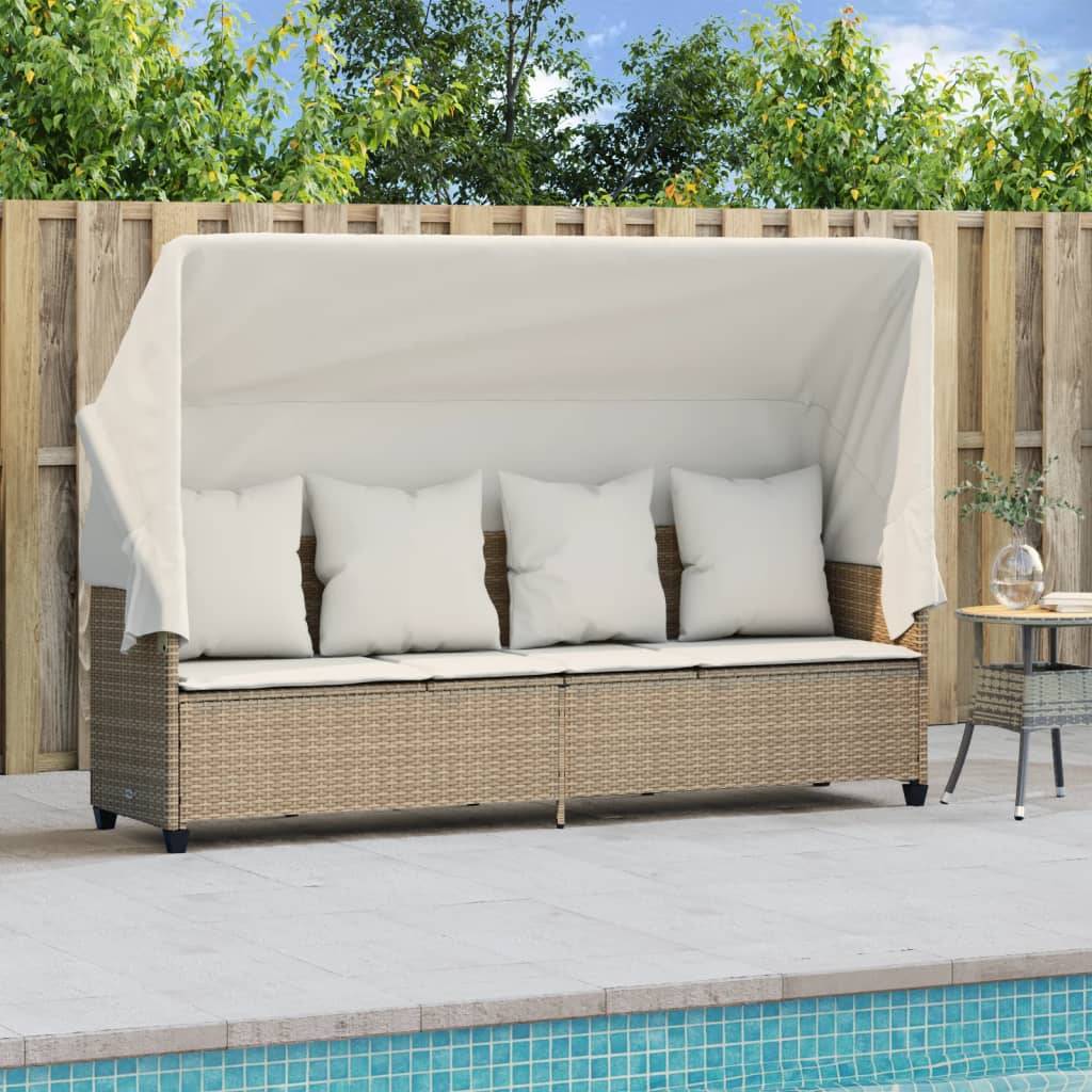 Lit Détente Extérieur Auvent Résine Tressée Beige Multi-Pos – ComfortXL Outdoor Living - Image 3