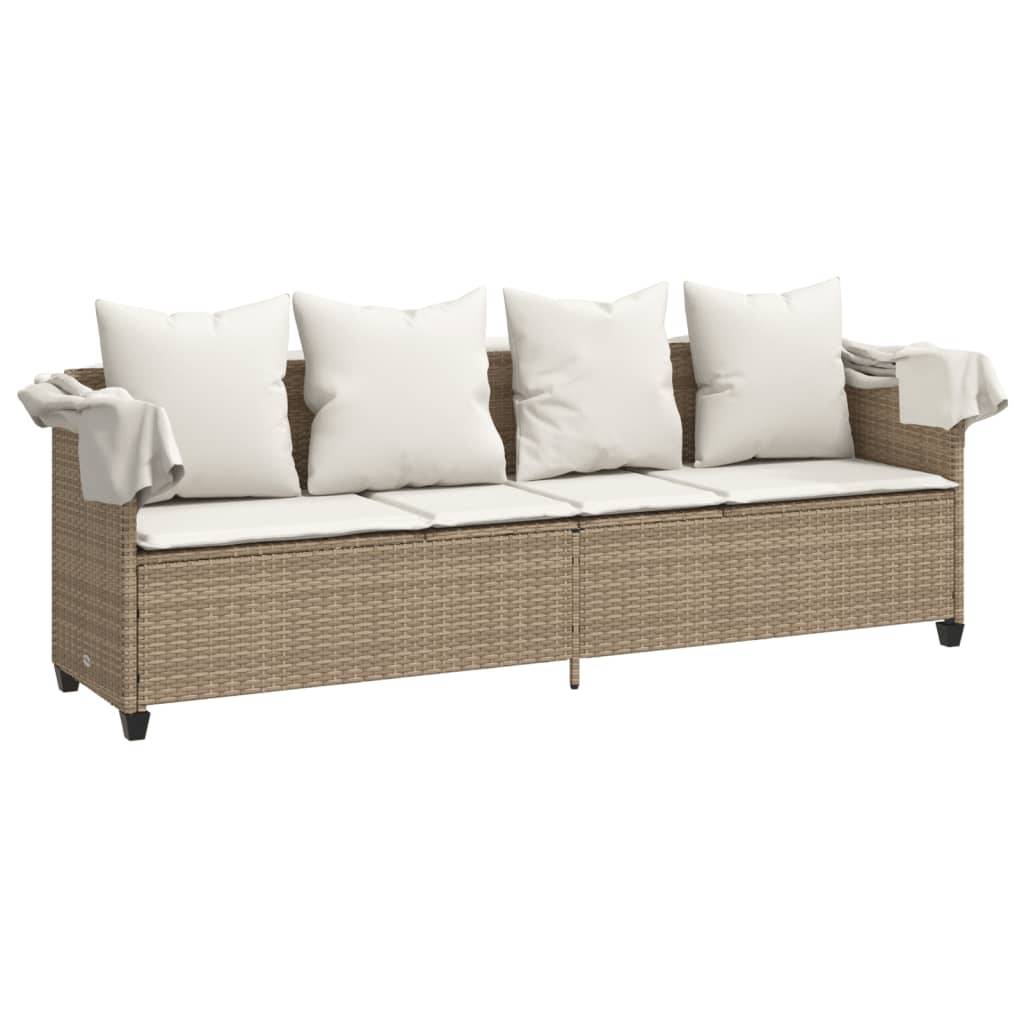 Lit Détente Extérieur Auvent Résine Tressée Beige Multi-Pos – ComfortXL Outdoor Living - Image 4