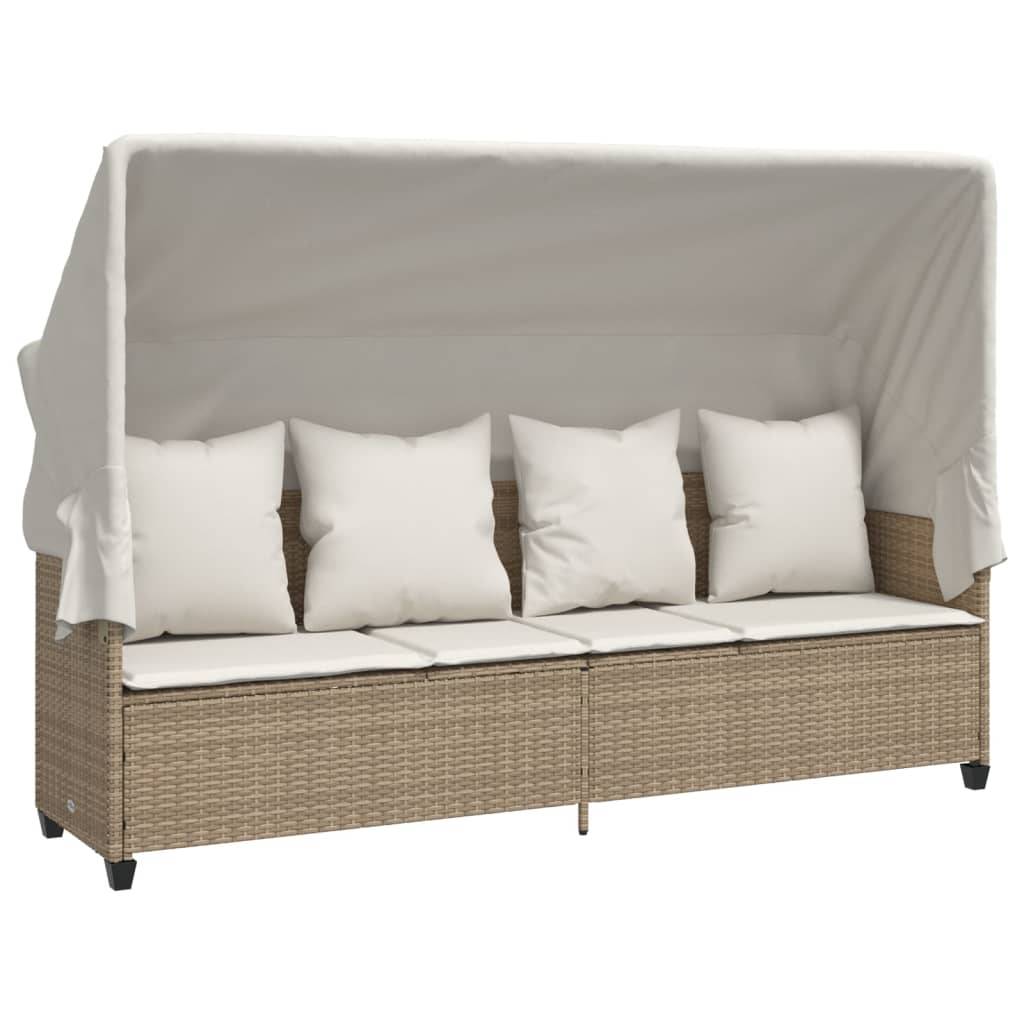Lit Détente Extérieur Auvent Résine Tressée Beige Multi-Pos – ComfortXL Outdoor Living - Image 2