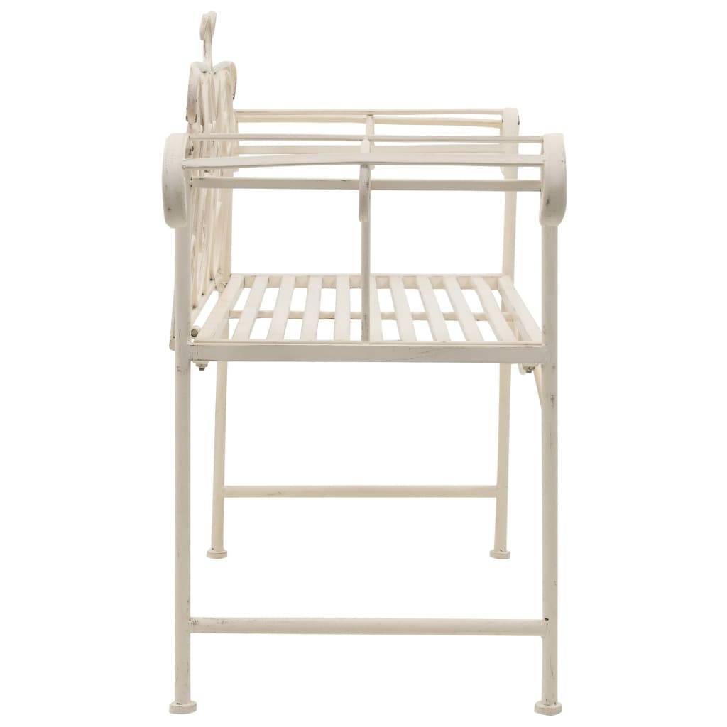 ComfortXL - Banc de jardin métal vintage extérieur assise romantique 132x46cm blanc - ComfortXL Outdoor Living - Image 3