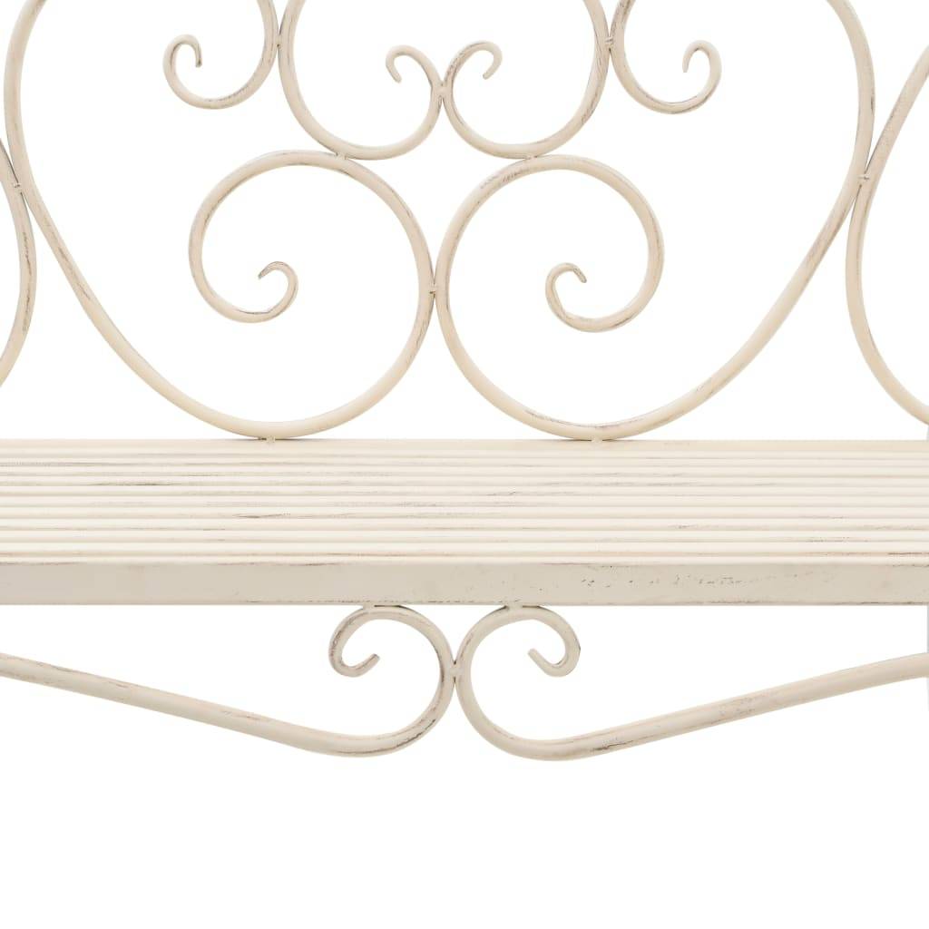ComfortXL - Banc de jardin métal vintage extérieur assise romantique 132x46cm blanc - ComfortXL Outdoor Living - Image 6