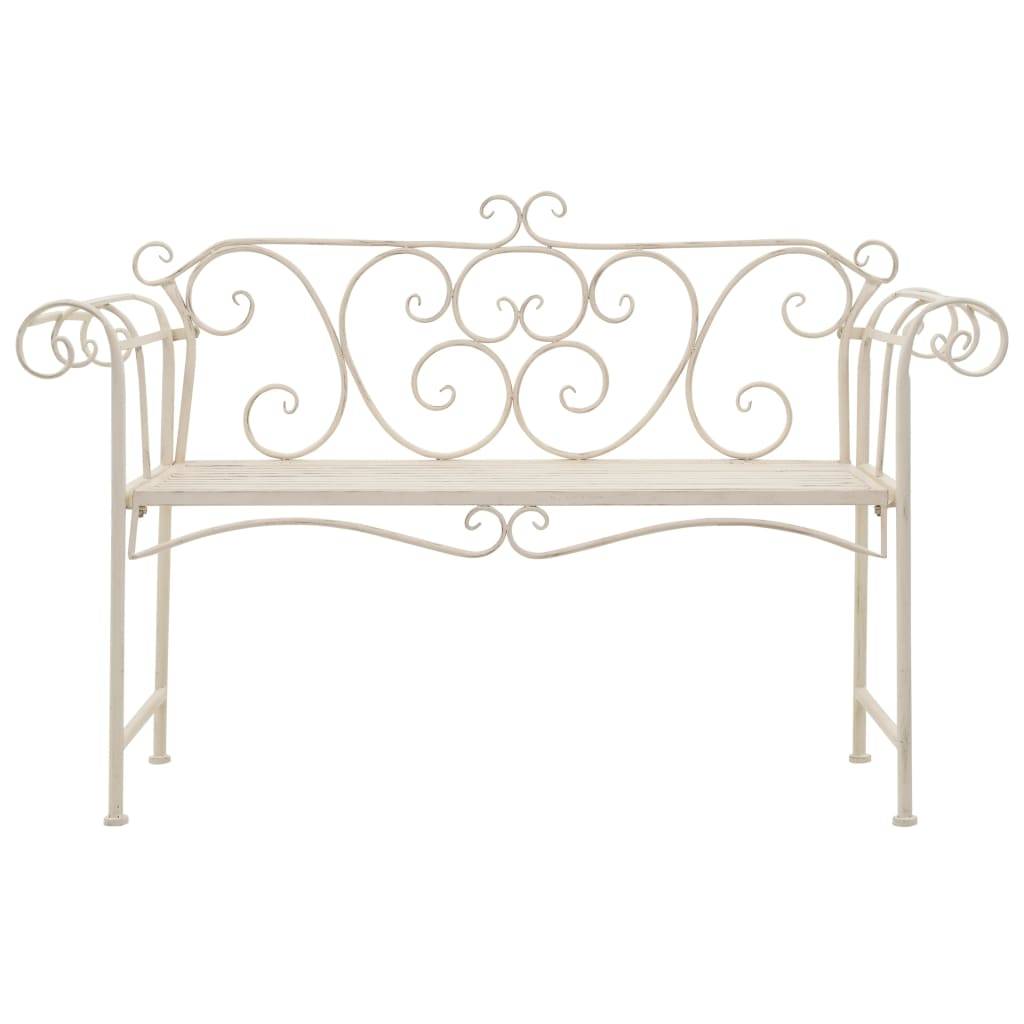 ComfortXL - Banc de jardin métal vintage extérieur assise romantique 132x46cm blanc - ComfortXL Outdoor Living - Image 2