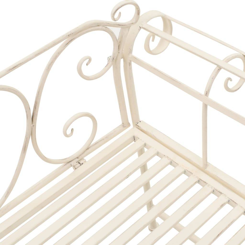 ComfortXL - Banc de jardin métal vintage extérieur assise romantique 132x46cm blanc - ComfortXL Outdoor Living - Image 5