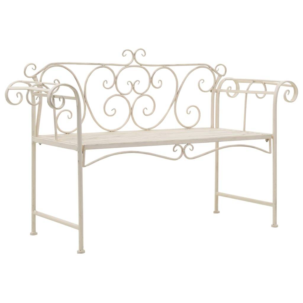 ComfortXL - Banc de jardin métal vintage extérieur assise romantique 132x46cm blanc - ComfortXL Outdoor Living - Image 1