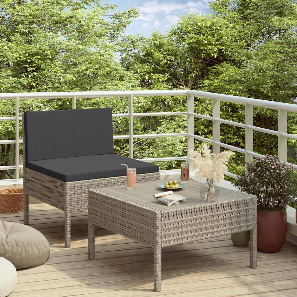 Vidaxl - Salon de jardin 2 pcs avec coussins Résine tressée Gris vidaXL 310200 - Image 1