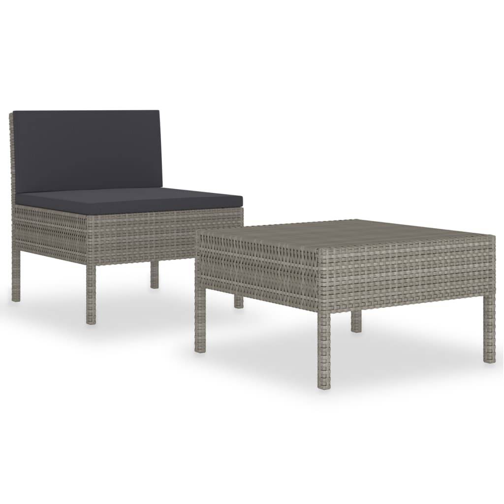 Vidaxl - Salon de jardin 2 pcs avec coussins Résine tressée Gris vidaXL 310200 - Image 2