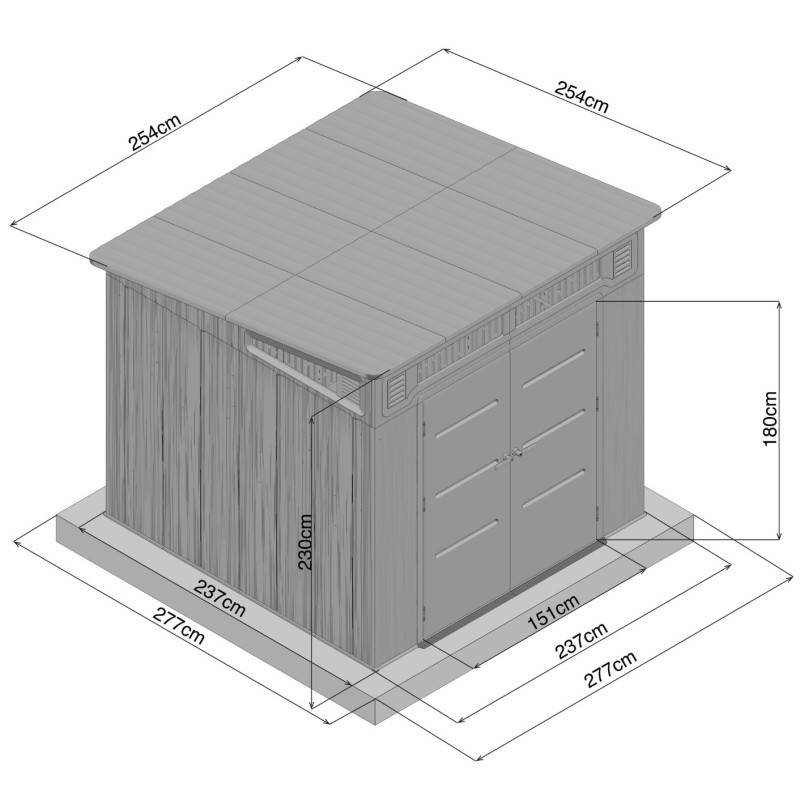 Abri de jardin monopente 6,5m² HDPE avec plancher crème marron Sunlife JOBU - Image 3