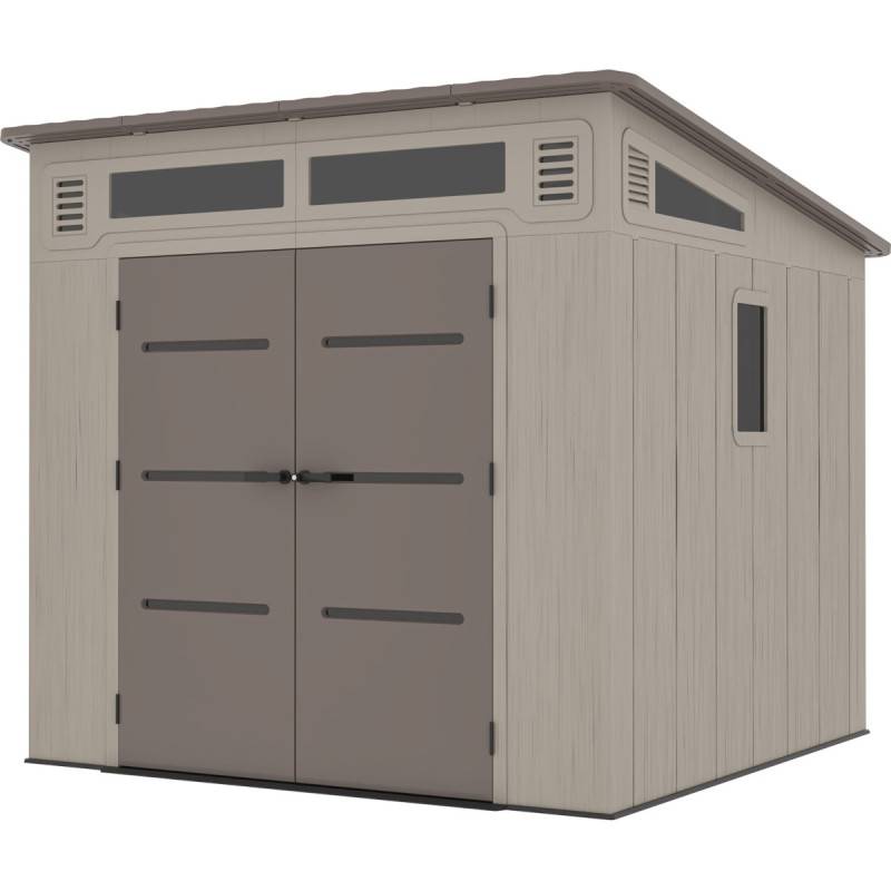 Abri de jardin monopente 6,5m² HDPE avec plancher crème marron Sunlife JOBU - Image 5