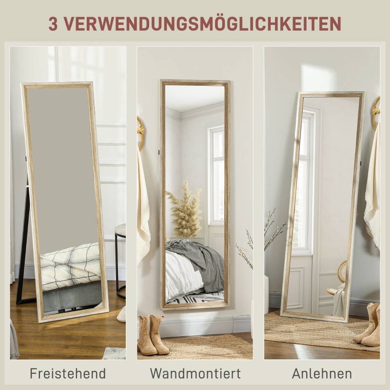 Miroir Psyché sur Pied Mural Cadre Bois Blanc Naturel 163x53cm Chambre - ComfortXL Outdoor Living - Image 5