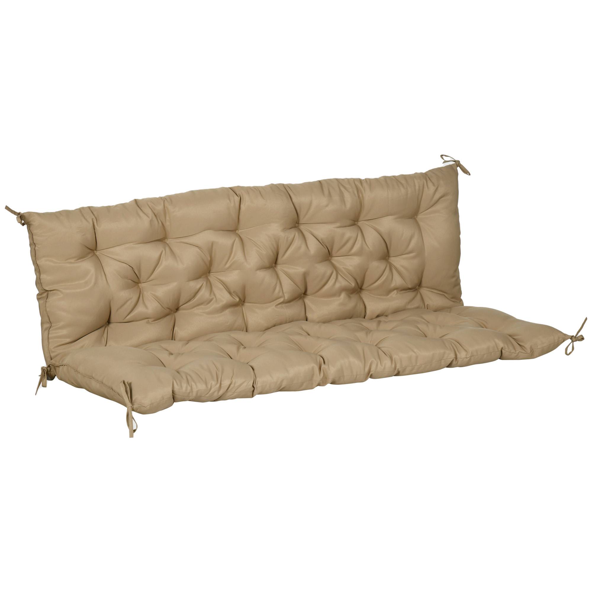 Coussin de banc 3 places en polyester, kaki, 150 x 98 x 8 cm - PANGIVO