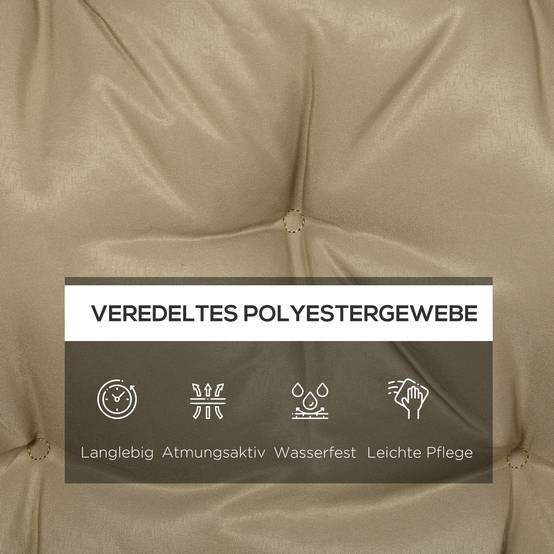 Coussin de banc 3 places en polyester, kaki, 150 x 98 x 8 cm - PANGIVO - Image 5