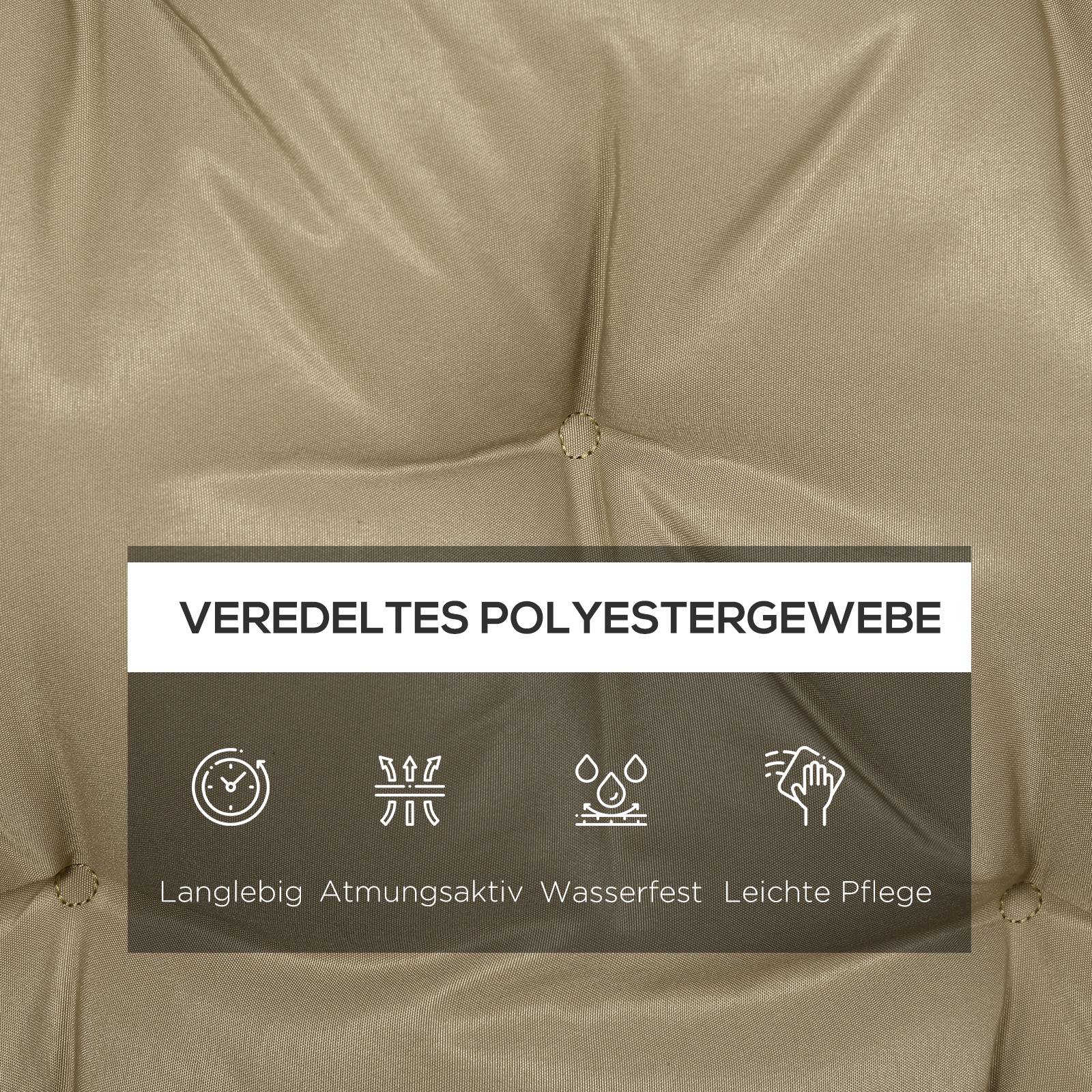 Coussin de banc 3 places en polyester, kaki, 150 x 98 x 8 cm - PANGIVO - Image 5