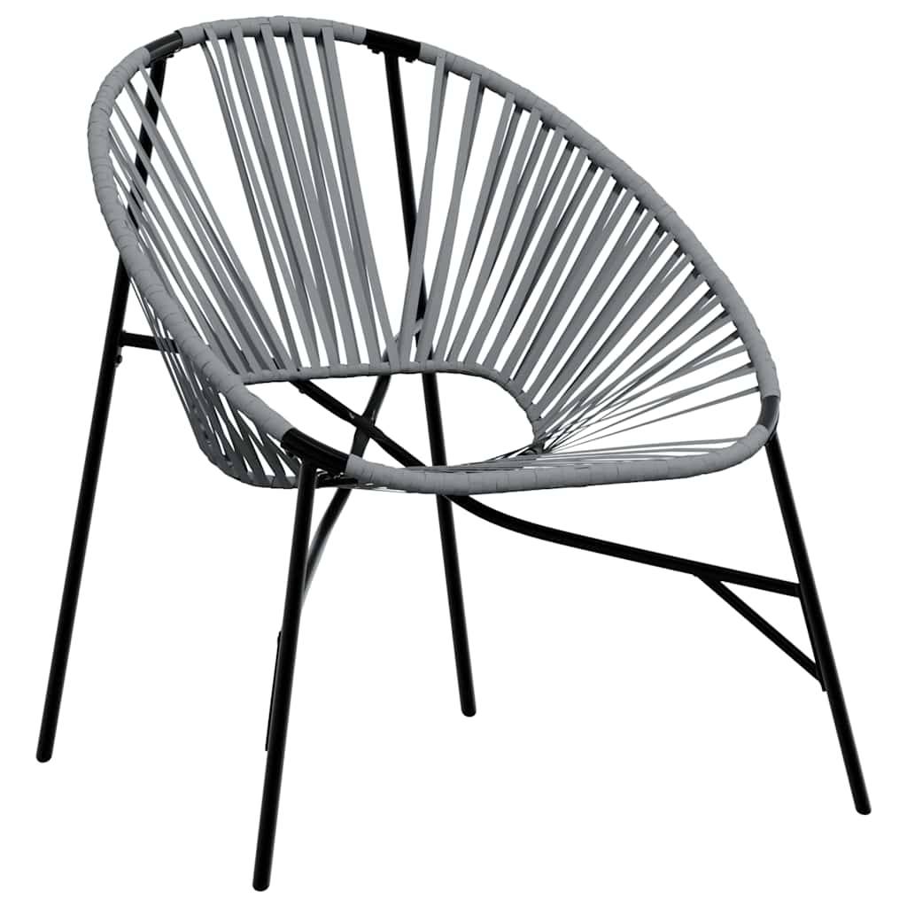 PANGIVO - Lot de 3 Chaises de jardin noir et gris clair résine tressée 77 x 68,5 x 82 cm - PANGIVO - Image 3