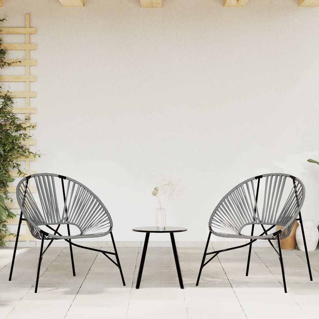 PANGIVO - Lot de 3 Chaises de jardin noir et gris clair résine tressée 77 x 68,5 x 82 cm - PANGIVO