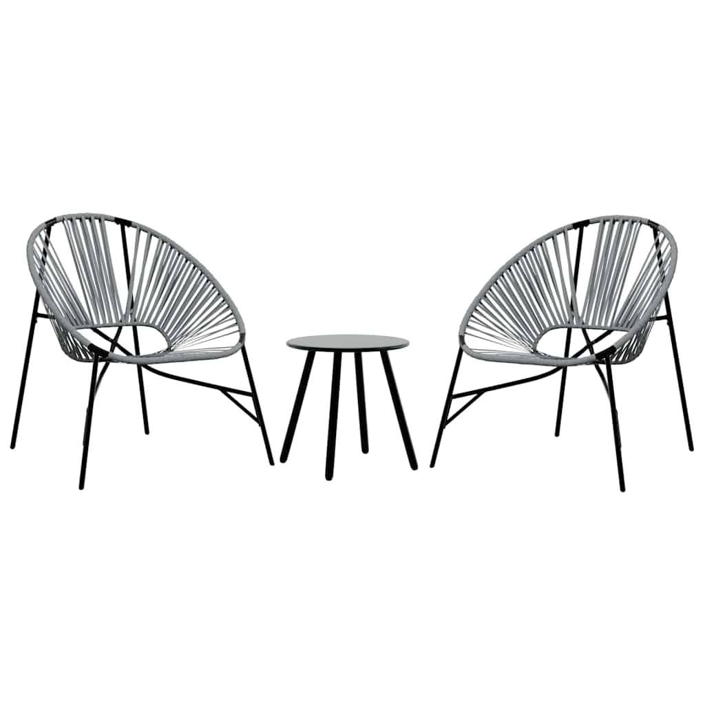 PANGIVO - Lot de 3 Chaises de jardin noir et gris clair résine tressée 77 x 68,5 x 82 cm - PANGIVO - Image 2