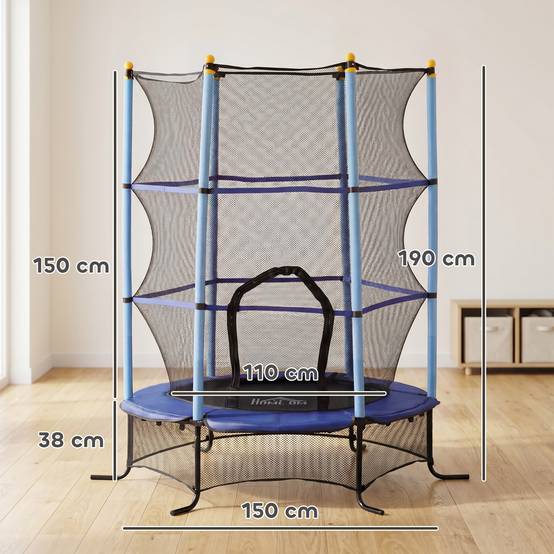 Trampoline Enfant Ø 1,63 × 1,9H m Filet de sécurité Porte zipée Couvre-Ressorts 6 poteaux rembourrés Inclus - Image 5