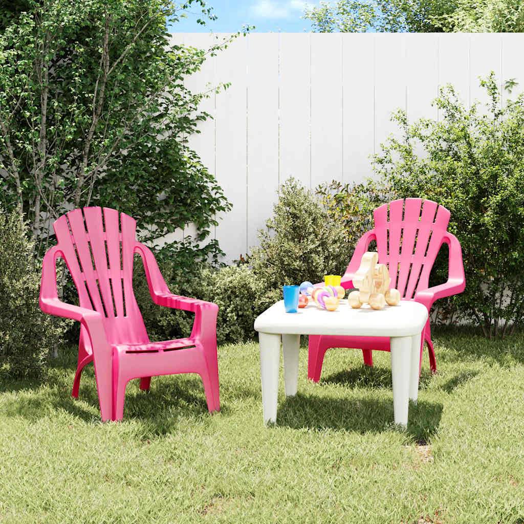 Lot de 2 Chaises de jardin | Chaise d'extérieur pour enfants rose 37x34x44 cm PP - Image 2