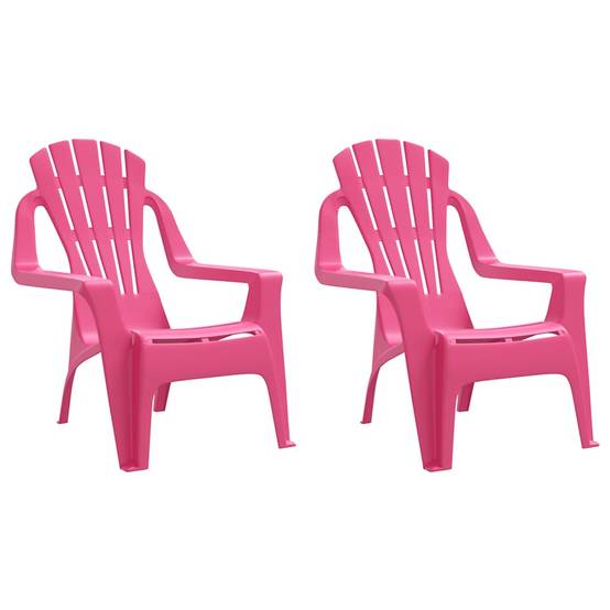 Lot de 2 Chaises de jardin | Chaise d'extérieur pour enfants rose 37x34x44 cm PP - Image 1