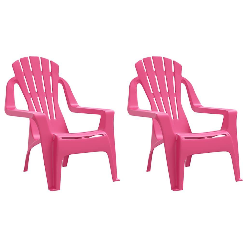 Lot de 2 Chaises de jardin | Chaise d'extérieur pour enfants rose 37x34x44 cm PP - Image 1