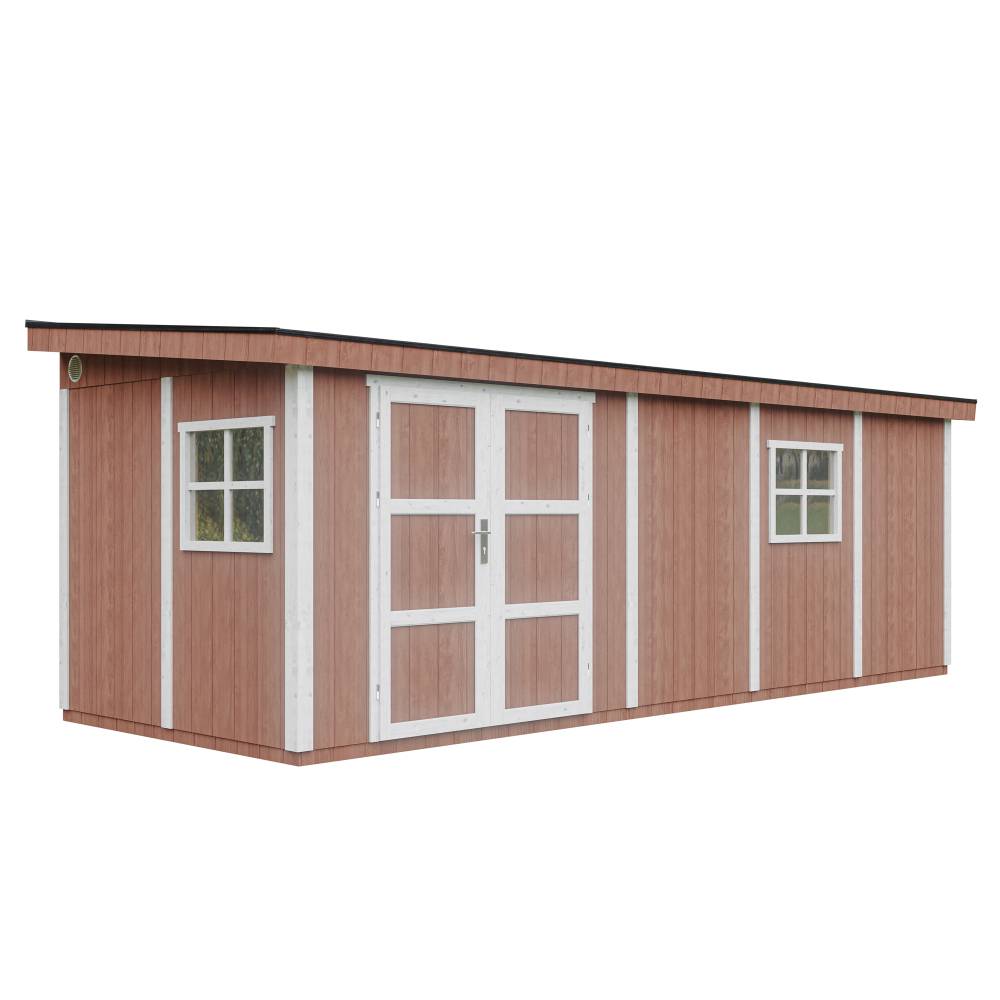 Timbela - Abri de Jardin Qualité Premium 14,30 m² / H231x248x648 cm avec plancher e paroi latérale - Timbela M941-REDWOOD RED - Image 2