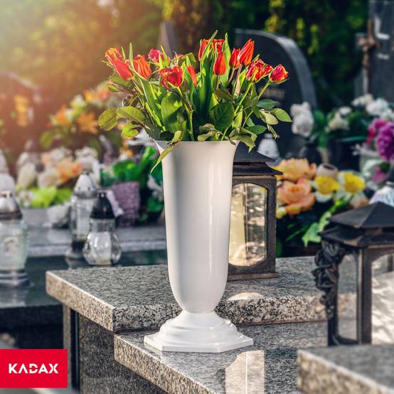 Vase Flacon Pour Cimetière Tombe Pierre Tombale Blanc 23cm - Image 8