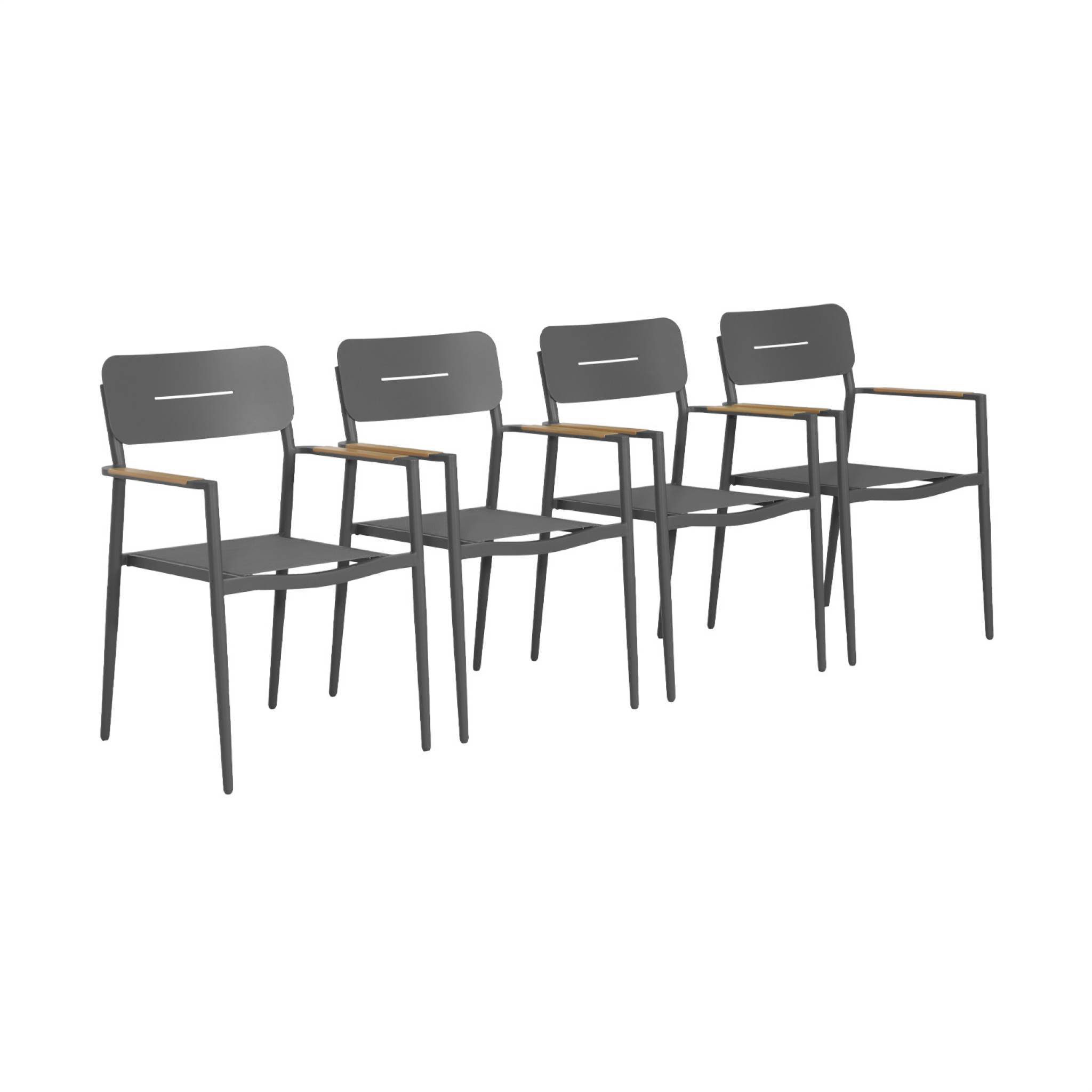 sweeek - Lot de 4 fauteuils de jardin aluminium et textilène anthracite - Fira | sweeek - Image 2