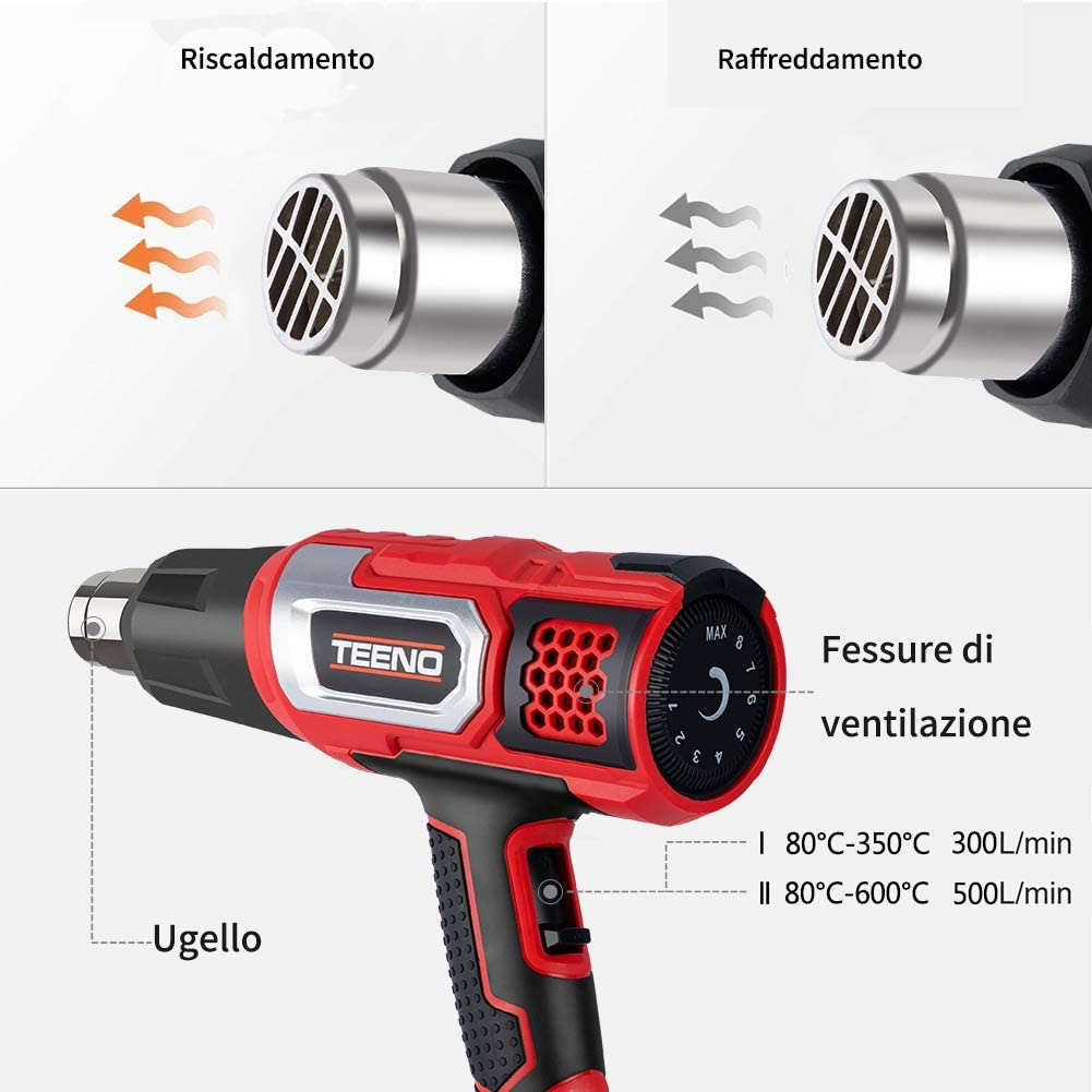 Teeno - Décapeur thermique 2000W Pistolet à Air Chaud coffret avec 8 accessoires - Image 2