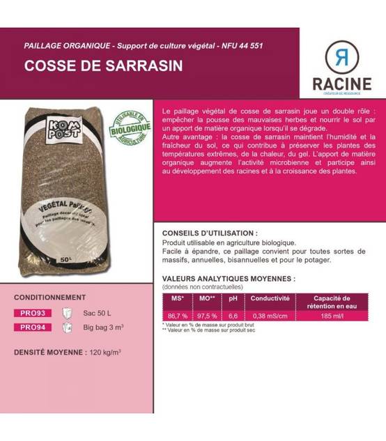Paillis de Cosses de sarrasin, double fonction - 10 sacs de 50 L - PRO93-10x50 - Image 2