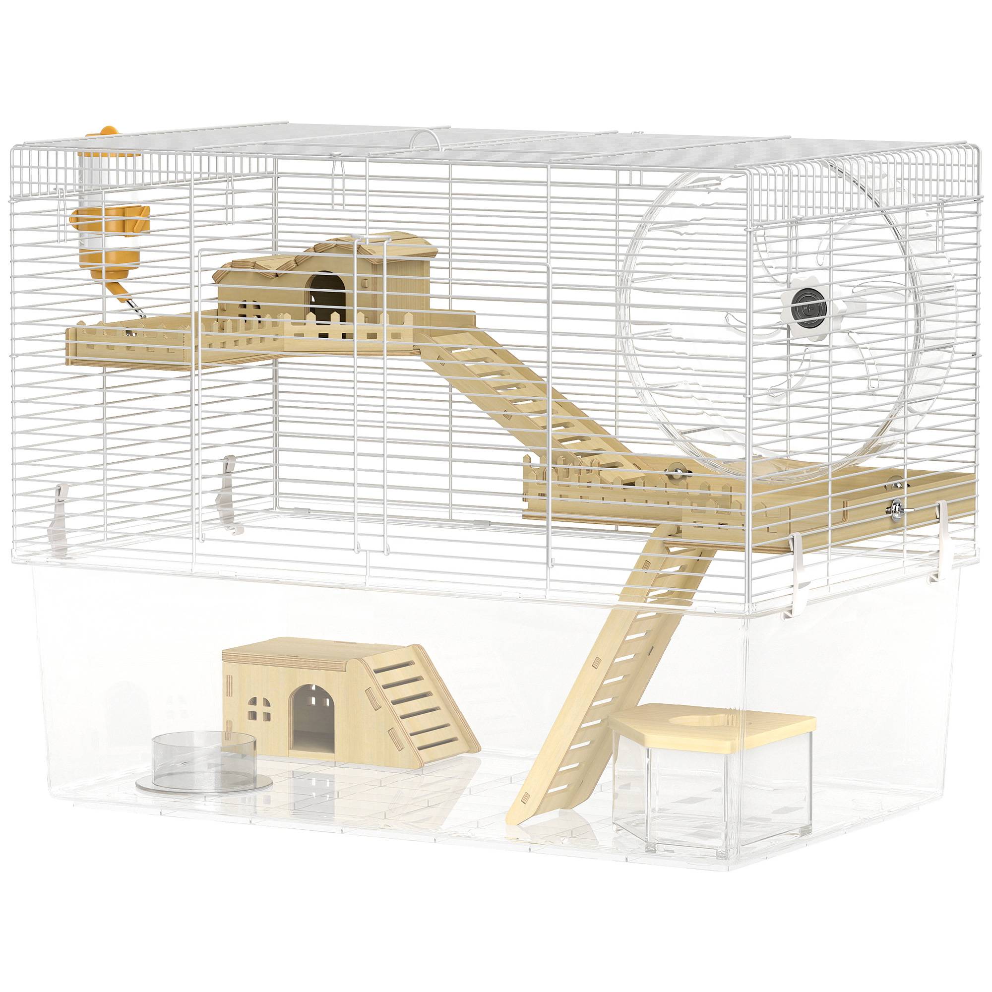 Cage hamster acier petits rongeurs accessoires 59x47cm Blanc - ComfortXL Outdoor Living - Image 2